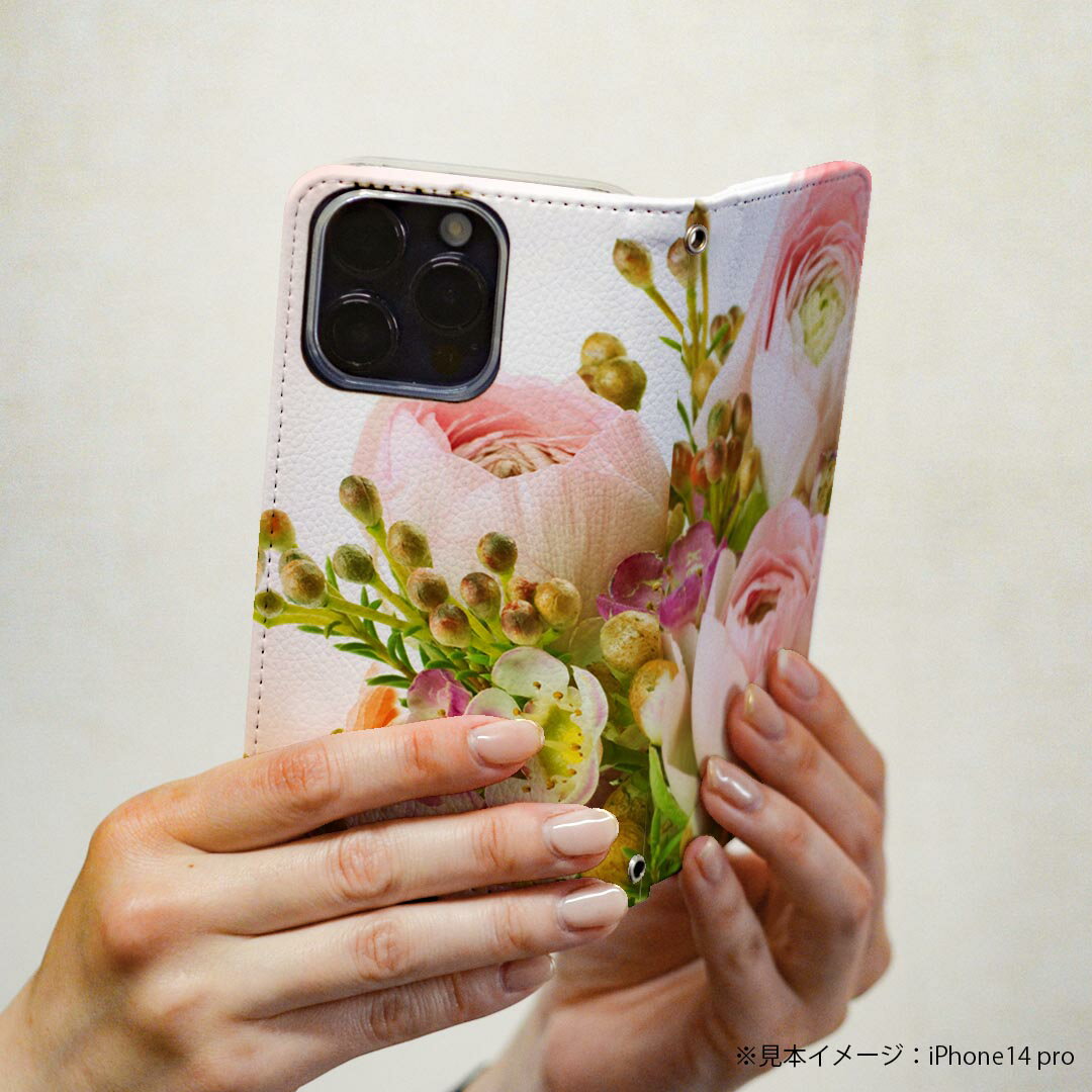 AQUOS R2 SHV42 アクオスアールツー au エーユー 専用 ケース カバー 手帳型 マグネット式 ピタッと閉まる レザーケース カード収納 ポケット igcase 005354 花　　ピンク