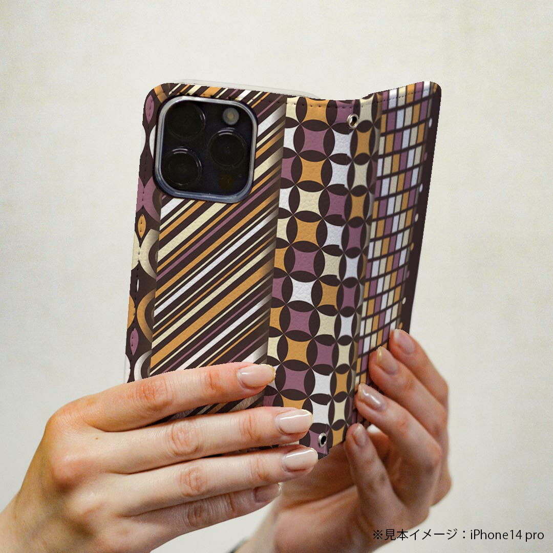 Galaxy S9 SC-02K ギャラクシー 専用 ケース カバー 手帳型 マグネット式 ピタッと閉まる レザーケース sc02k カード収納 ポケット igcase 005402 ブラウン　紫　模様