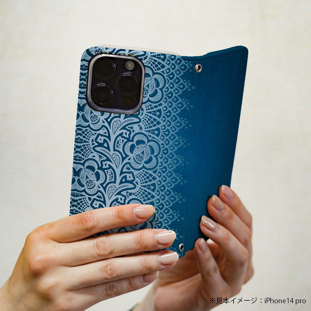 Xperia 10 II 用 スマホカバー SO-41A / SOV43 共通対応 ケース カバー 手帳型 マグネット式 ピタッと閉まる レザーケース カード収納 ポケット 005458 花　　レース