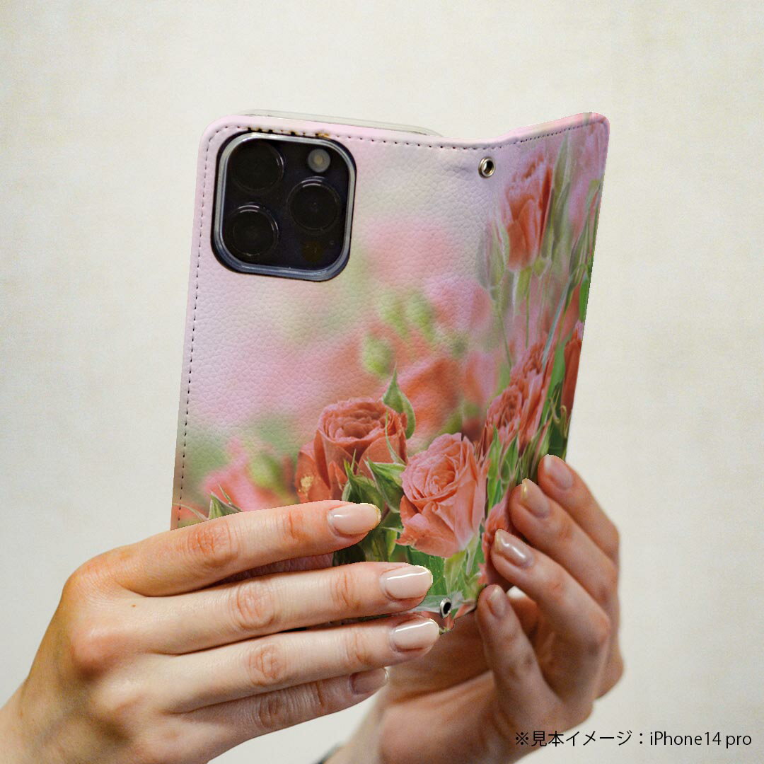 Xperia 1 ii エクスペリア 用 スマホカバー SO-51A / SOG01 共通対応 ケース カバー 手帳型 マグネット式 ピタッと閉まる レザーケース カード収納 ポケット 005491 写真　花