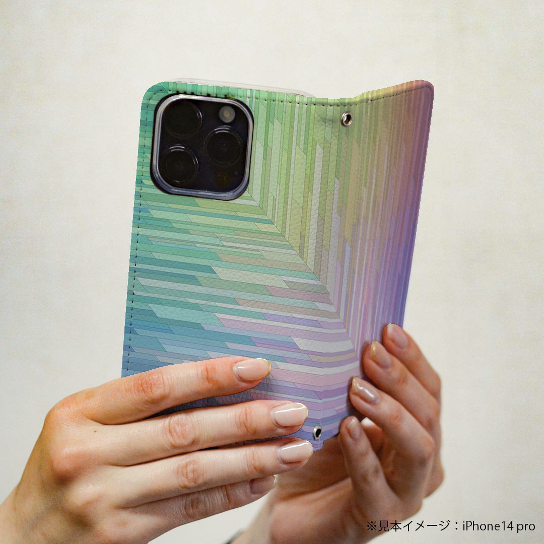 Galaxy A23 5G 用 スマホカバー SC-56C / SCG18 共通対応 ケース カバー 手帳型 マグネット式 ピタッと閉まる レザーケース カード収納 ポケット 005546 レインボー　模様