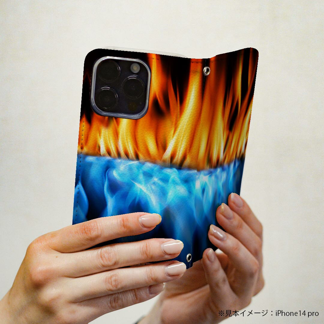 iPhone16pro 6.3インチ 専用 各キャリア iPhone 16 pro 共通対応 ケース カバー 手帳型 マグネット式 ピタッと閉まる レザーケース iphone16pro カード収納 ポケット igcase 005691 炎　赤　青