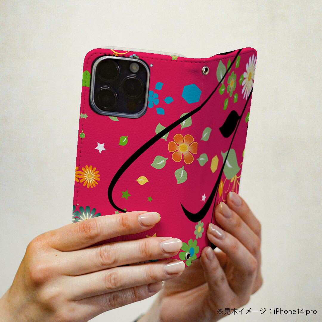 Rakuten BIG s 楽天モバイル 専用 ケース カバー 手帳型 マグネット式 ピタッと閉まる レザーケース カード収納 ポケット igcase 005822 花　　赤