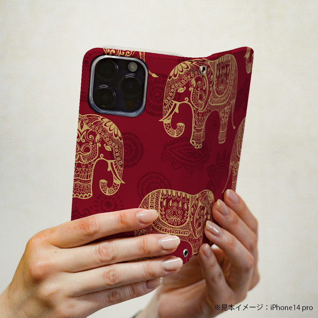 Galaxy A36 5G / A56 5G 用 スマホカバー SC-54F / SCG34 共通対応 ケース カバー 手帳型 マグネット式 ピタッと閉まる レザーケース カード収納 ポケット 005971 ゾウ　象　模様