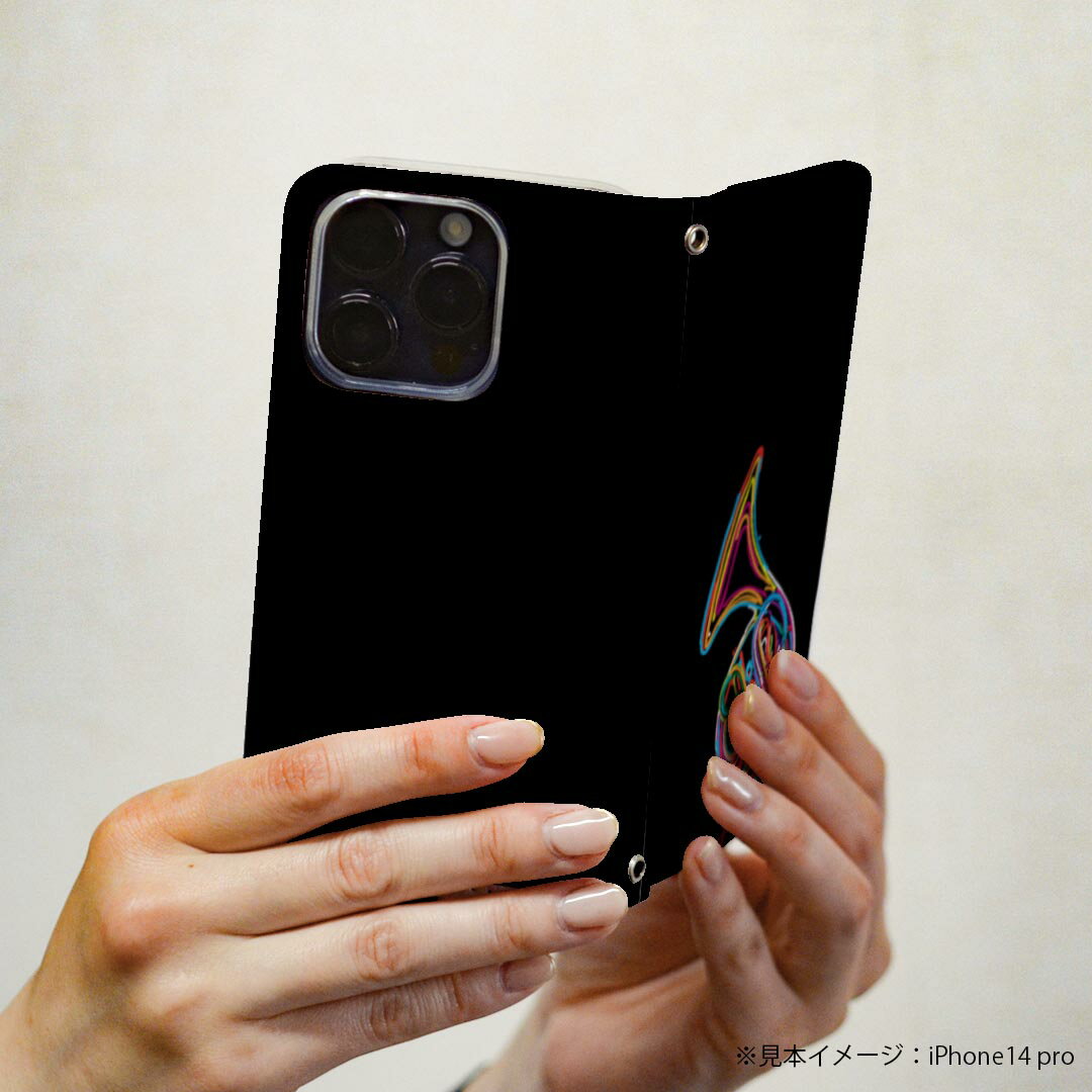 Galaxy A54 5G 用 スマホカバー SC-53D / SCG21 共通対応 ケース カバー 手帳型 マグネット式 ピタッと閉まる レザーケース カード収納 ポケット 005979 カラフル　楽器　ホルン