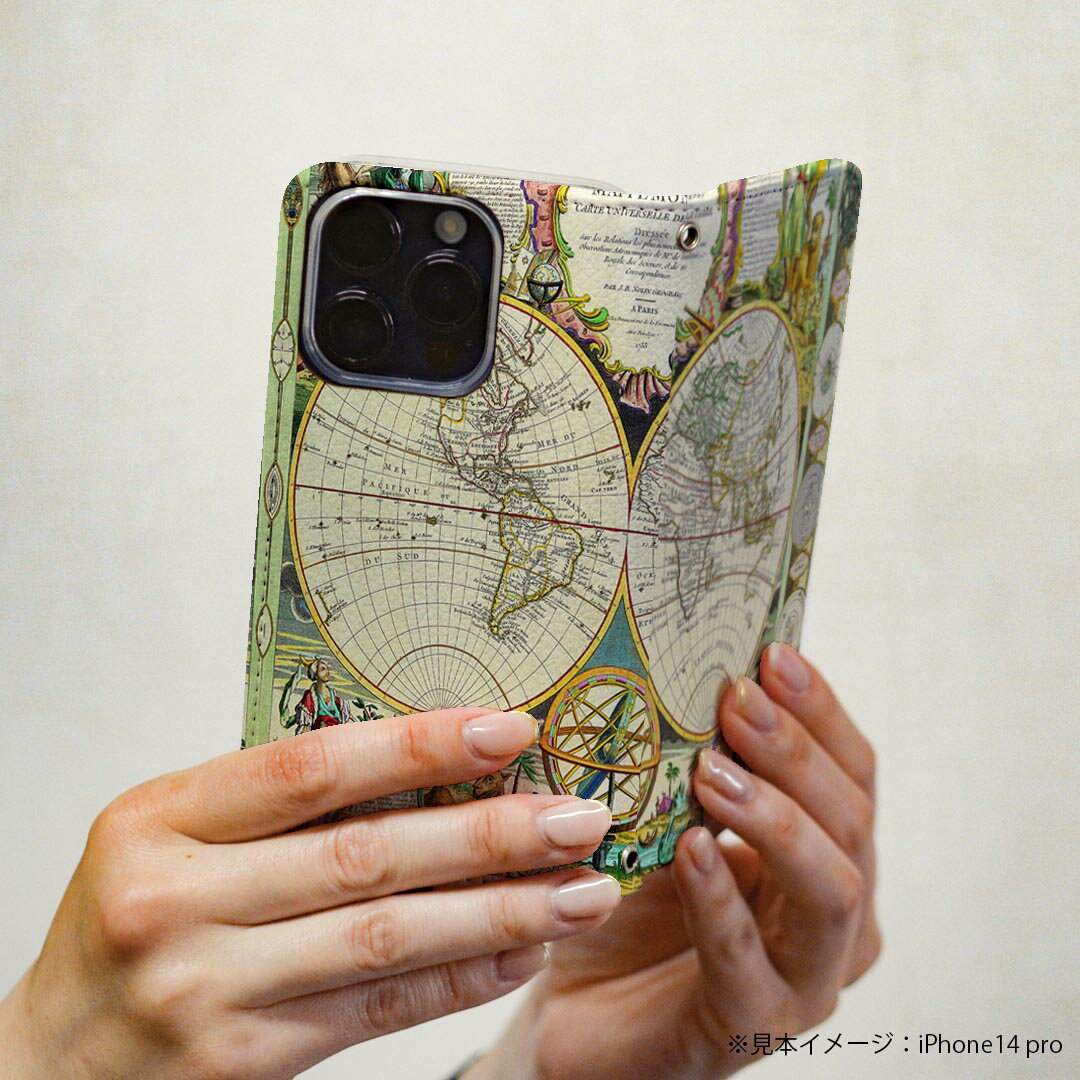 iPhone 6 plus/ iPhone 6s plus / iPhone 7 plus / iPhone 8 plus 専用 ケース カバー 手帳型 マグネット式 ピタッと閉まる レザーケース カード収納 ポケット igcase 006040 世界　地図