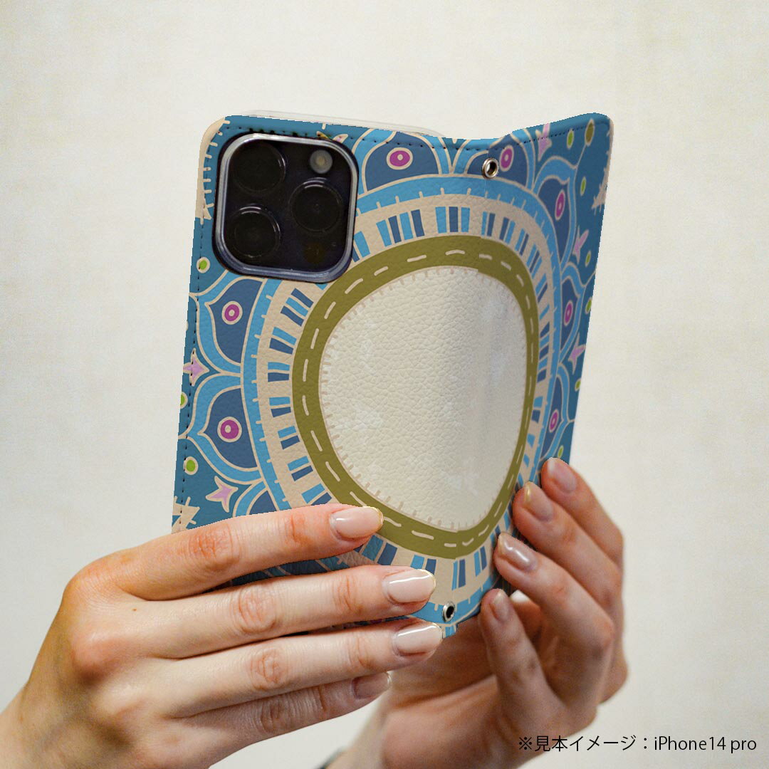 AQUOS R9 用 ケース カバー 手帳型 SH-51E / A401SH 共通対応 マグネット式 ピタッと閉まる レザーケース sh51e カード収納 ポケット igcase 006047 レース　水色