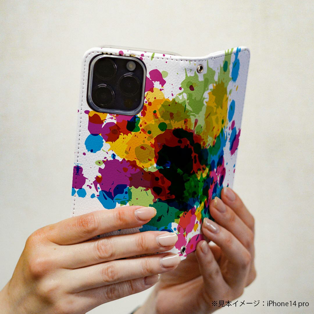 iPhoneX iPhone 10 アイフォーン エックス　テン 専用 ケース カバー 手帳型 マグネット式 ピタッと閉まる レザーケース iphone x カード収納 ポケット igcase 006081 絵の具　カラフル　インク