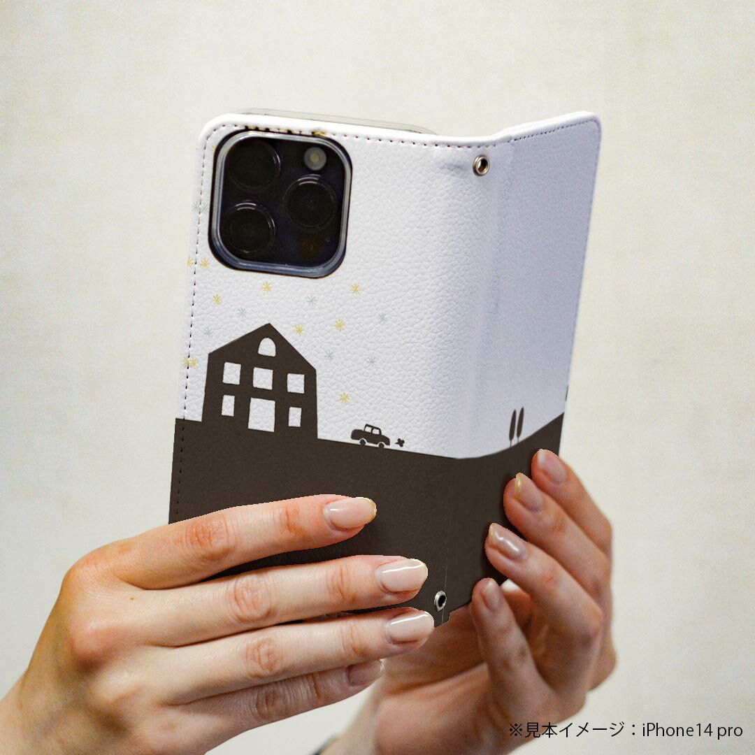 AQUOS sense SH-01K アクオスセンス 専用 ケース カバー 手帳型 マグネット式 ピタッと閉まる レザーケース sh01k カード収納 ポケット igcase 006082 イラスト　車　建物