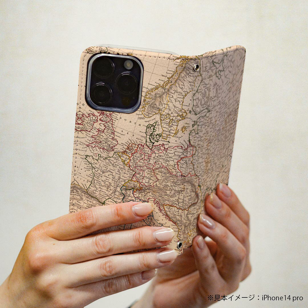 Xperia 1 VII SO-51F 用 エクスペリア SO-51F / SOG15 / QX-FS44 / 共通対応カバー 手帳型 マグネット式 ピタッと閉まる レザーケース カード収納 ポケット igcase 006093 地図　英語　世界