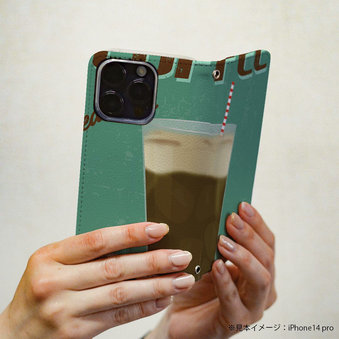 arrows N F-51C 用 ケース カバー 手帳型 マグネット式 ピタッと閉まる レザーケース f51c カード収納 ポケット 006143 コーヒー　英語　イラスト