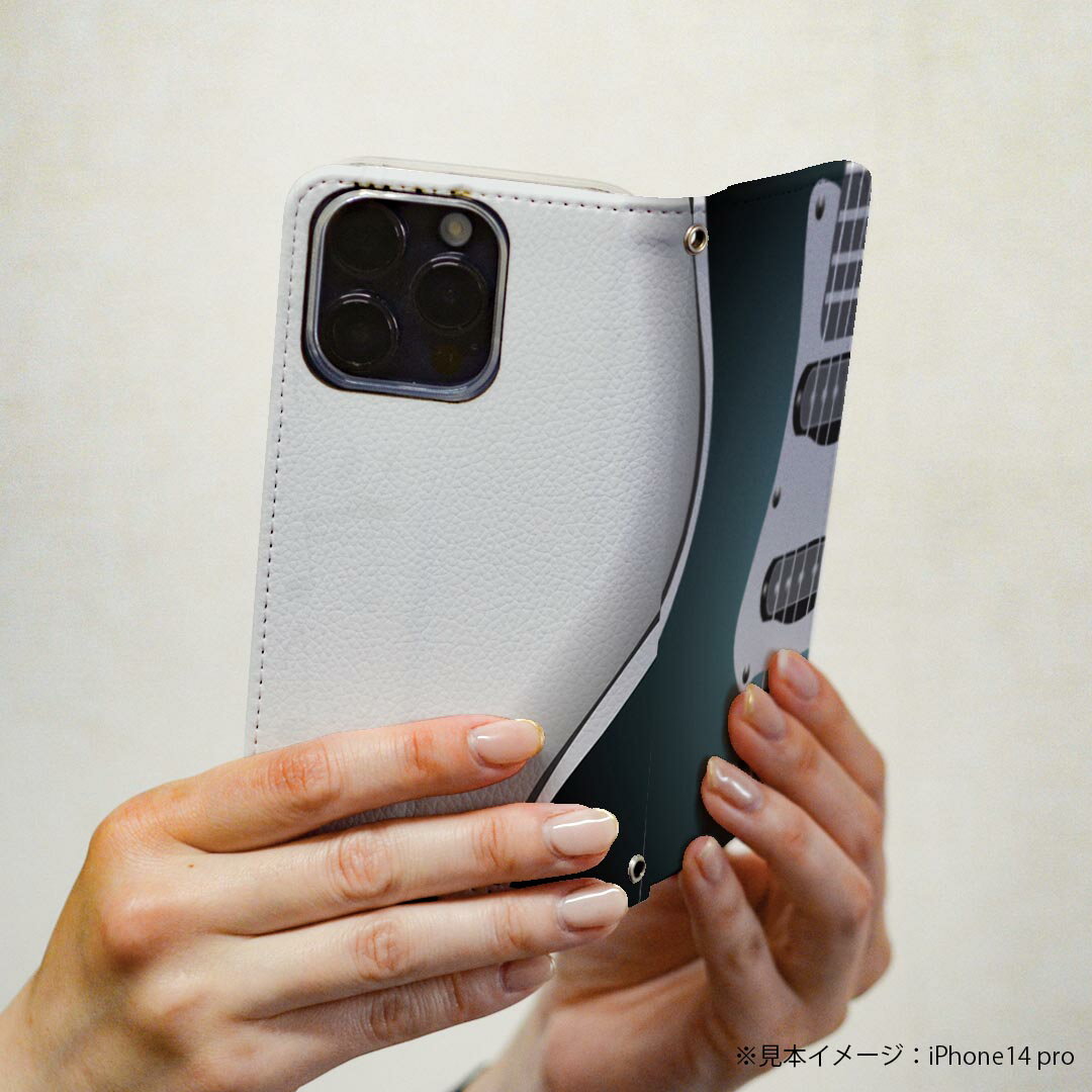 iPhone16pro 6.3インチ 専用 各キャリア iPhone 16 pro 共通対応 ケース カバー 手帳型 マグネット式 ピタッと閉まる レザーケース iphone16pro カード収納 ポケット igcase 006175 ギター　イラスト