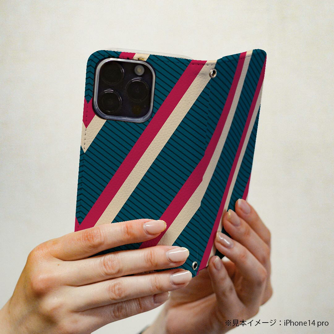 Disney Mobile on docomo DM-01K 専用 ケース カバー 手帳型 マグネット式 ピタッと閉まる レザーケース dm01k カード収納 ポケット igcase 006317 ストライプ　模様