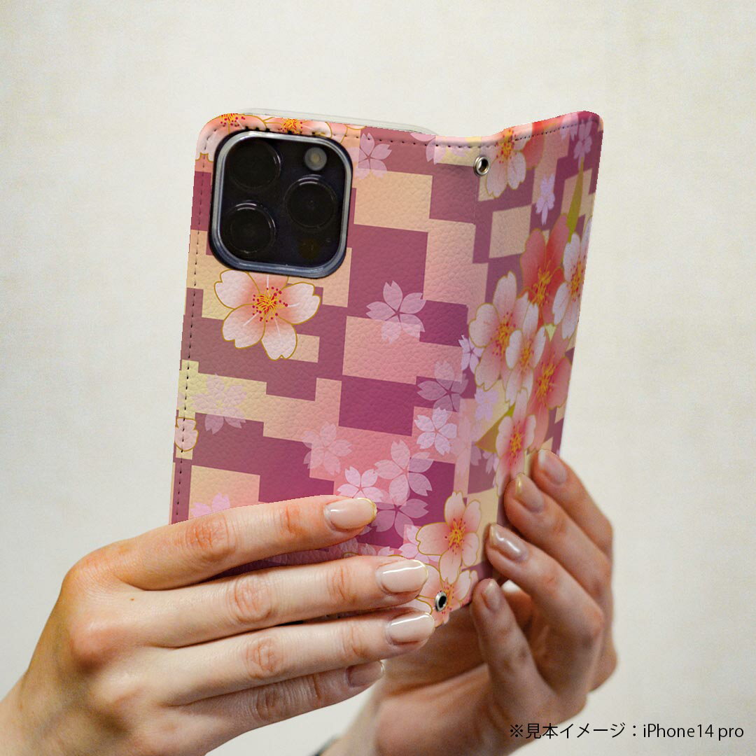 らくらくスマートフォン a A401FC 用 ケース カバー 手帳型 マグネット式 ピタッと閉まる レザーケース a401fc カード収納 ポケット igcase 006389 和風　和柄　花