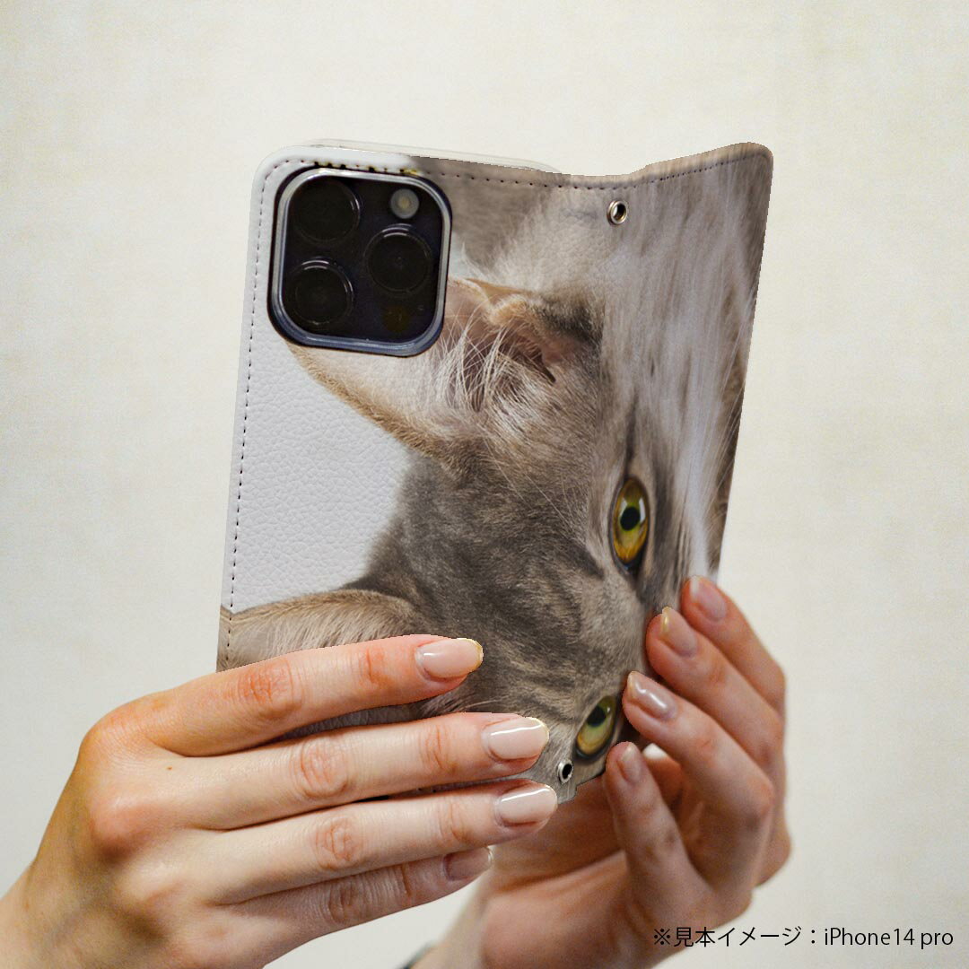Galaxy S22 用 スマホカバー SC-51C / SCG13 共通対応 ケース カバー 手帳型 マグネット式 ピタッと閉まる レザーケース カード収納 ポケット 006477 写真　動物　ねこ