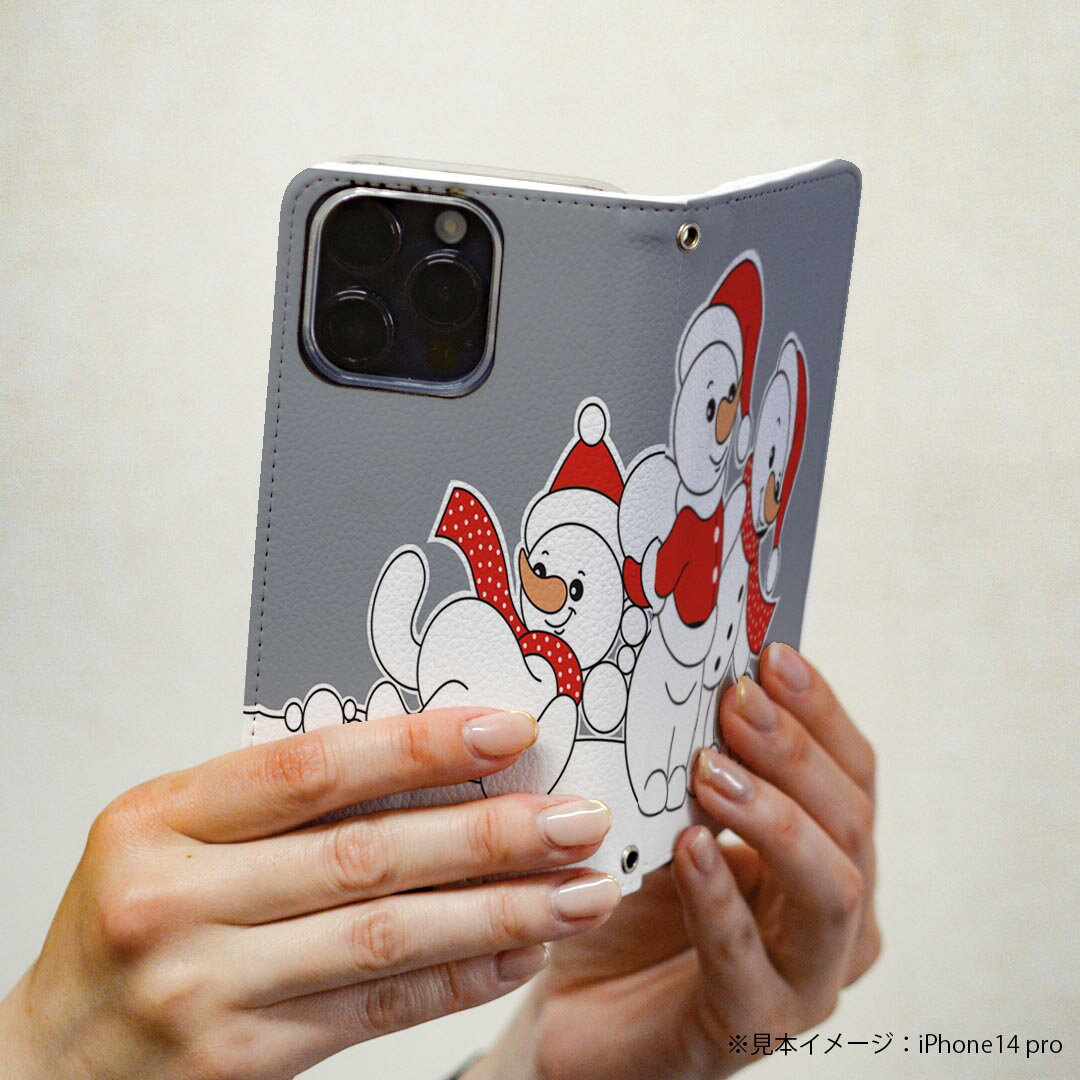 Galaxy A41 SC-41A ギャラクシー 専用 ケース カバー 手帳型 マグネット式 ピタッと閉まる レザーケース sc41a docomo ドコモ カード収納 ポケット igcase 006940 雪だるま　キャラクター