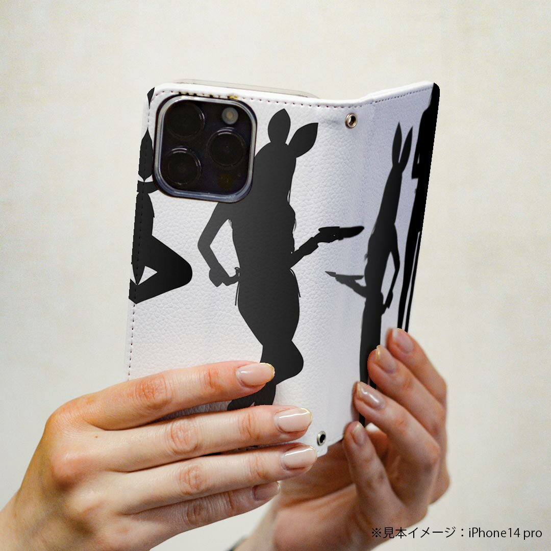 Xperia 10 III SOG04 エクスペリア au エーユー 専用 ケース カバー 手帳型 マグネット式 ピタッと閉まる レザーケース カード収納 ポケット igcase 007282 バニー　人物　黒　ブラック