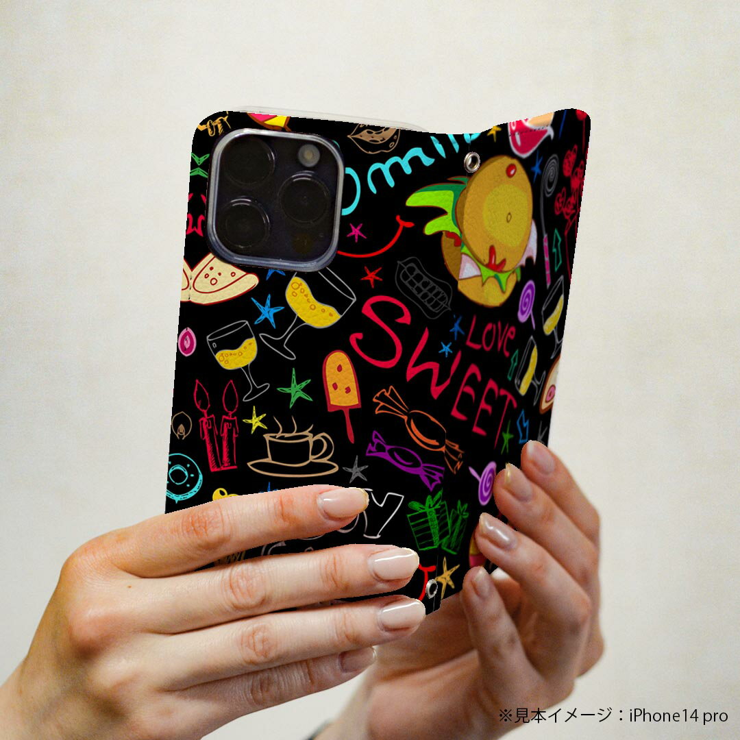 Xperia XZ3 SO-01L エクスペリア XZ3 専用 ケース カバー 手帳型 マグネット式 ピタッと閉まる レザーケース so01l カード収納 ポケット igcase 007287 イラスト　ケーキ　パーティ　カラフル