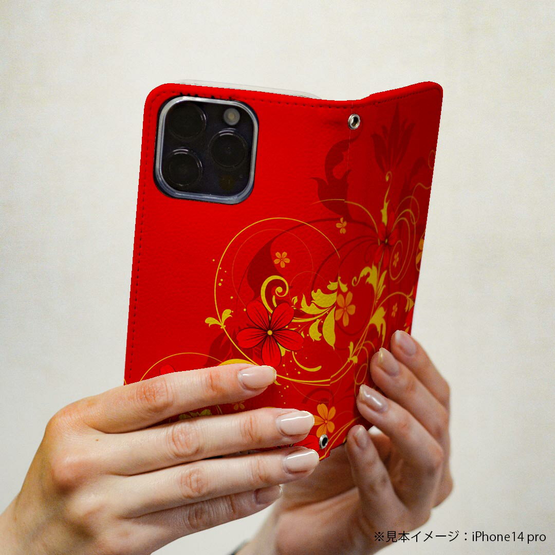 Xperia XZ2 Premium SO-04K 専用 ケース カバー 手帳型 マグネット式 ピタッと閉まる レザーケース so04k カード収納 ポケット igcase 007549 花　　赤　レッド