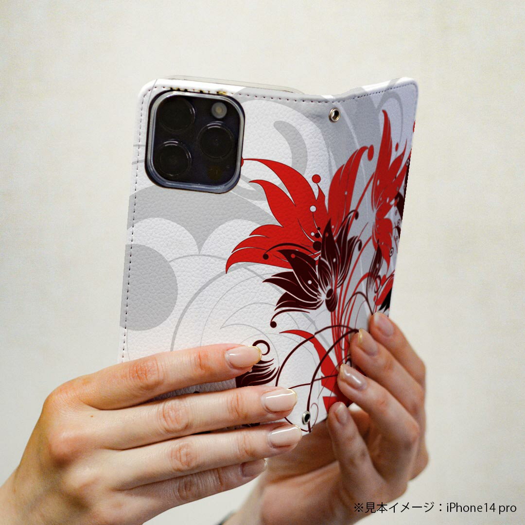 Xperia 10 IV 用 スマホカバー SO-52C / SOG07 共通対応 ケース カバー 手帳型 マグネット式 ピタッと閉まる レザーケース カード収納 ポケット 007631 花　　赤　レッド