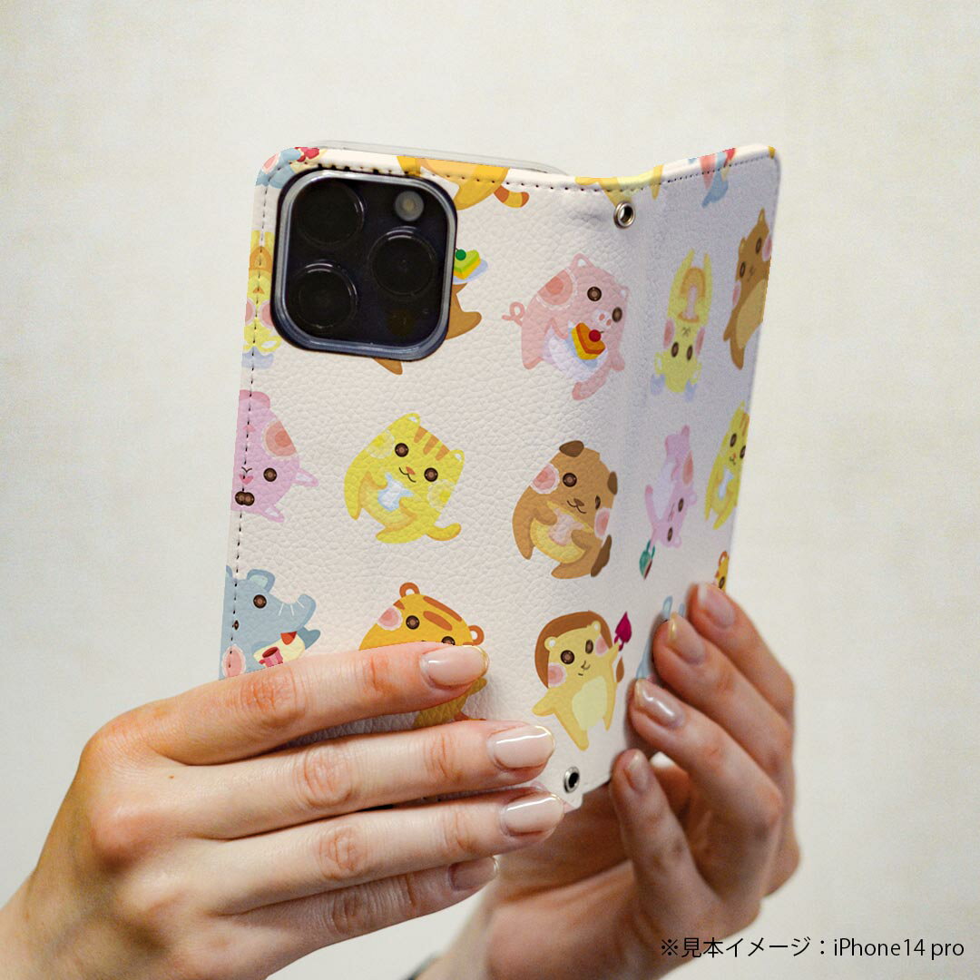 iPhone16plus 6.7インチ 専用 各キャリア iPhone 16 plus 共通対応 ケース カバー 手帳型 マグネット式 ピタッと閉まる レザーケース iphone 16plus カード収納 ポケット igcase 007694 動物　キャラクター　イラスト