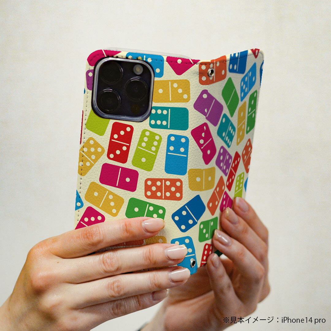 Xperia 10 V 用 スマホカバー SO-52D / SOG11 / A302SO / XQ-DC44 共通対応 ケース カバー 手帳型 マグネット式 ピタッと閉まる レザーケース カード収納 ポケット 007760 カラフル　サイコロ　さいころ　模様