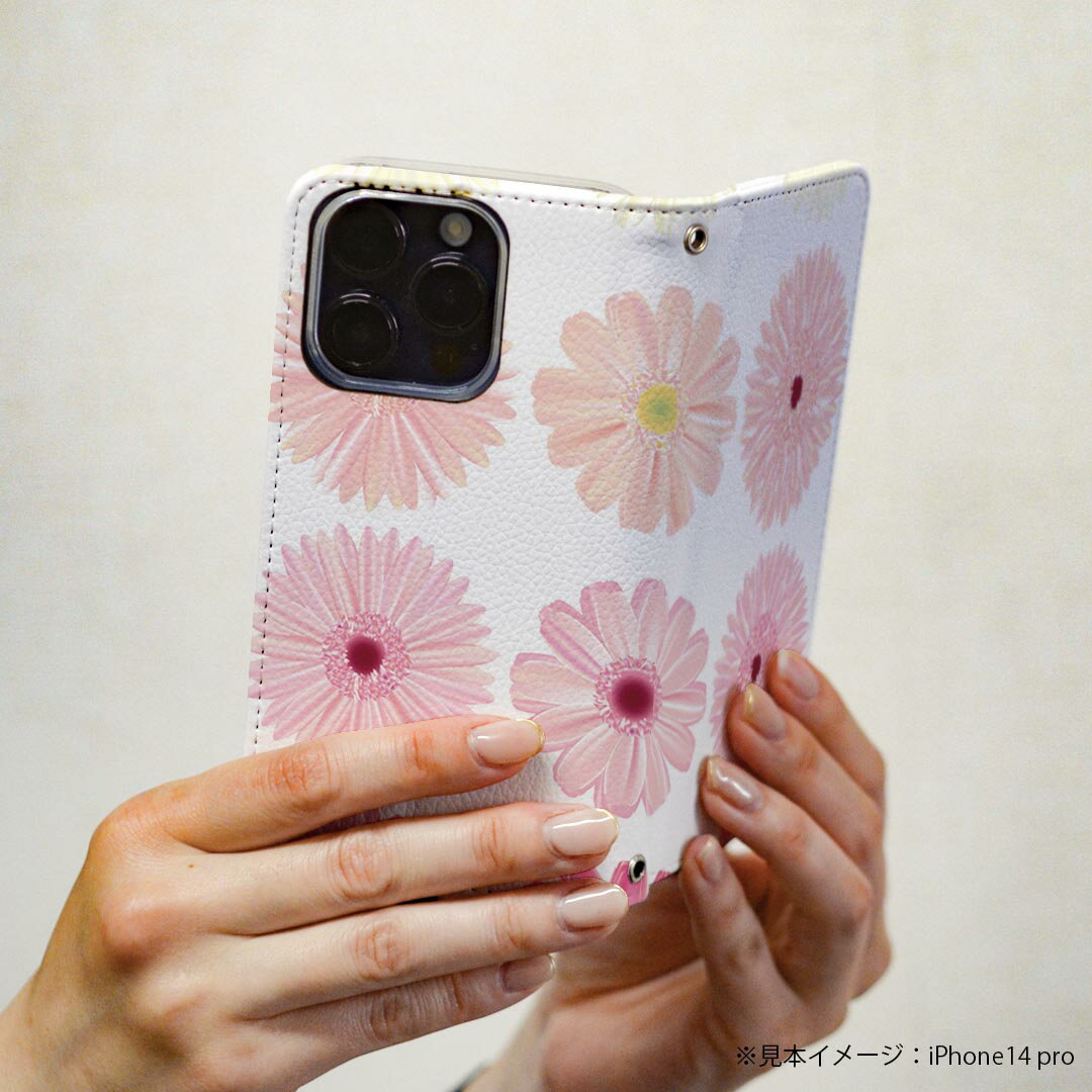 arrows N F-51C 用 ケース カバー 手帳型 マグネット式 ピタッと閉まる レザーケース f51c カード収納 ポケット 007890 花　　ピンク　イラスト