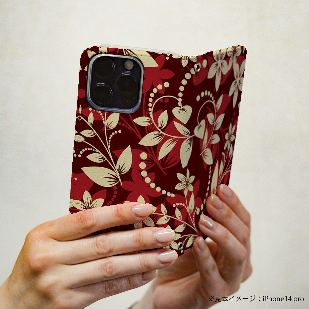 Xperia 10 VII 用 スマホカバー SO-52F / SOG16 / XQ-FE44 共通対応 ケース カバー 手帳型 マグネット式 ピタッと閉まる レザーケース カード収納 ポケット 007993 花　　赤　レッド　模様