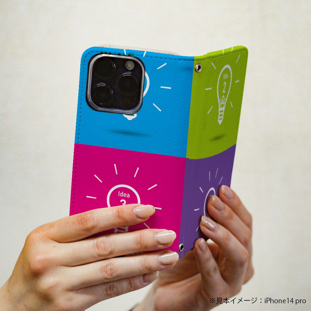 AQUOS zero5G basic SHG02 アクオス 専用 ケース カバー 手帳型 shg02 マグネット式 ピタッと閉まる レザーケース カード収納 ポケット igcase 008140 カラフル　電球　ライト