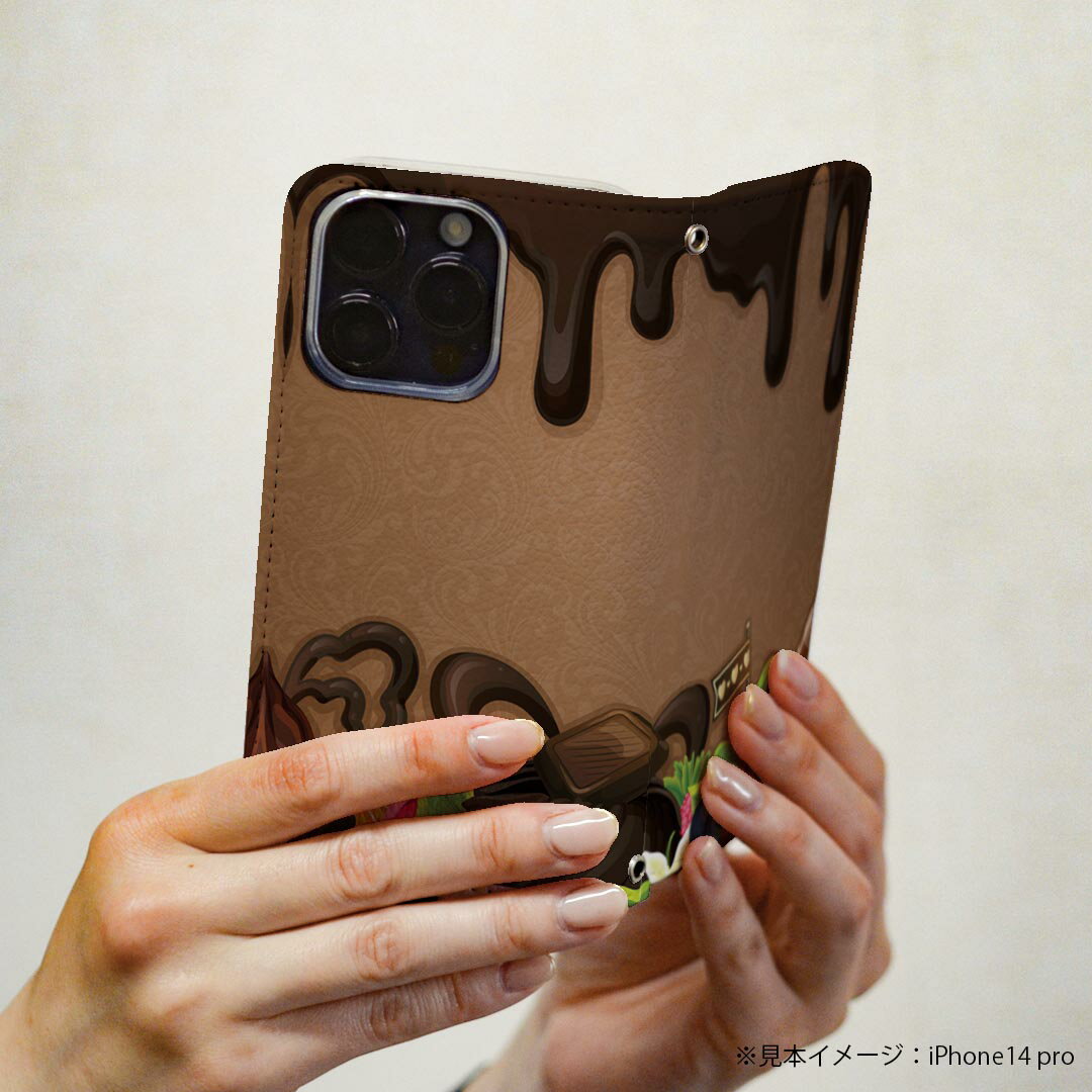 Xperia XZ2 SO-03K エクスペリア XZ2 専用 ケース カバー 手帳型 マグネット式 ピタッと閉まる レザーケース so03k カード収納 ポケット igcase 008321 イラスト　お菓子　スイーツ　ハート