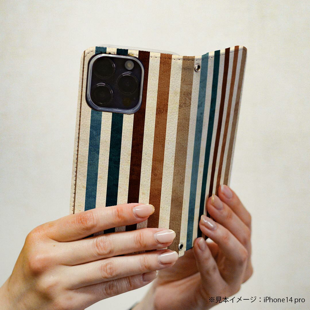 Xperia XZ2 Premium SO-04K 専用 ケース カバー 手帳型 マグネット式 ピタッと閉まる レザーケース so04k カード収納 ポケット igcase 008433 ストライプ　レトロ　赤　青　模様