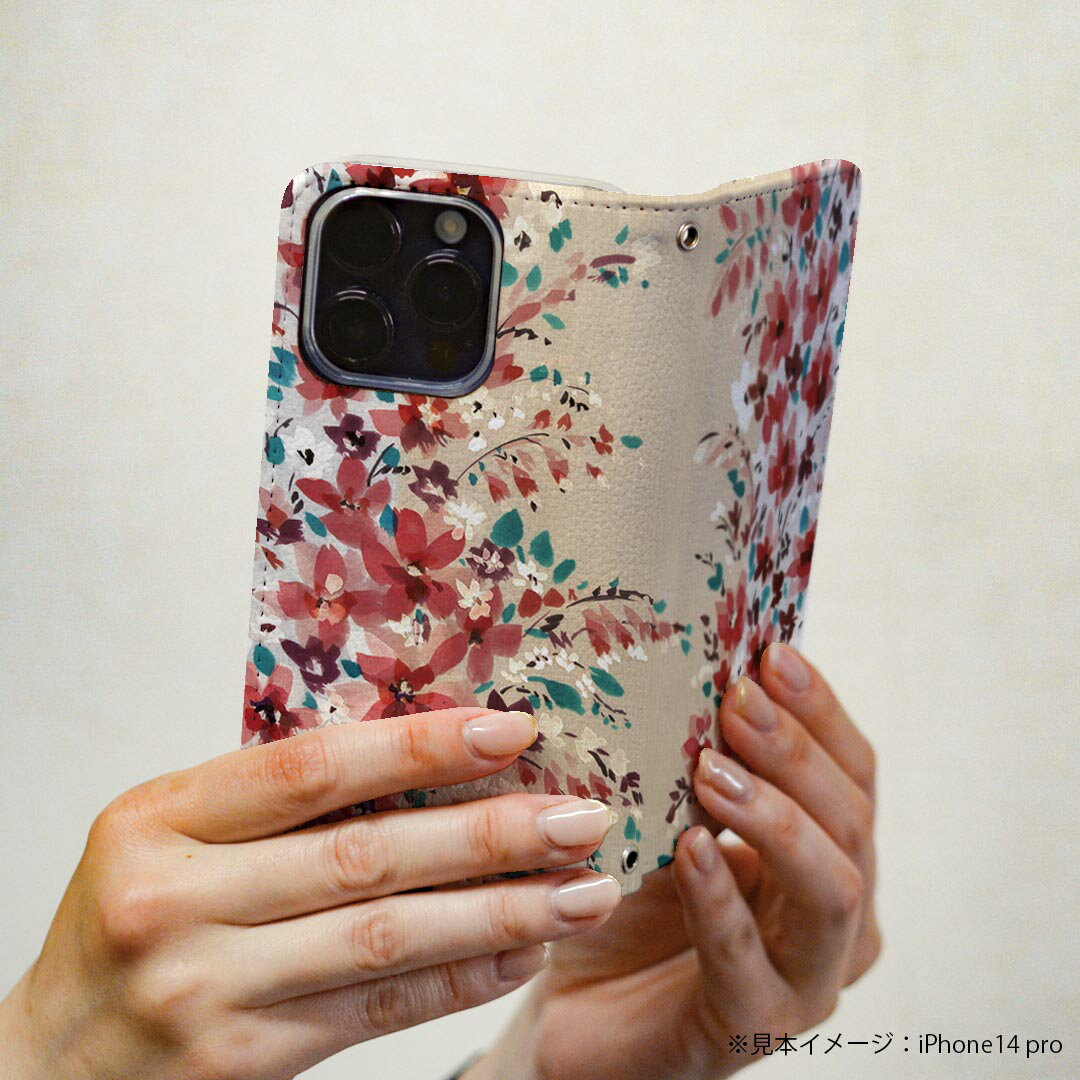 iPhone16 6.1インチ 専用 各キャリア iPhone 16 共通対応 ケース カバー 手帳型 マグネット式 ピタッと閉まる レザーケース iphone 16 カード収納 ポケット igcase 008577 花　　ピンク　レッド
