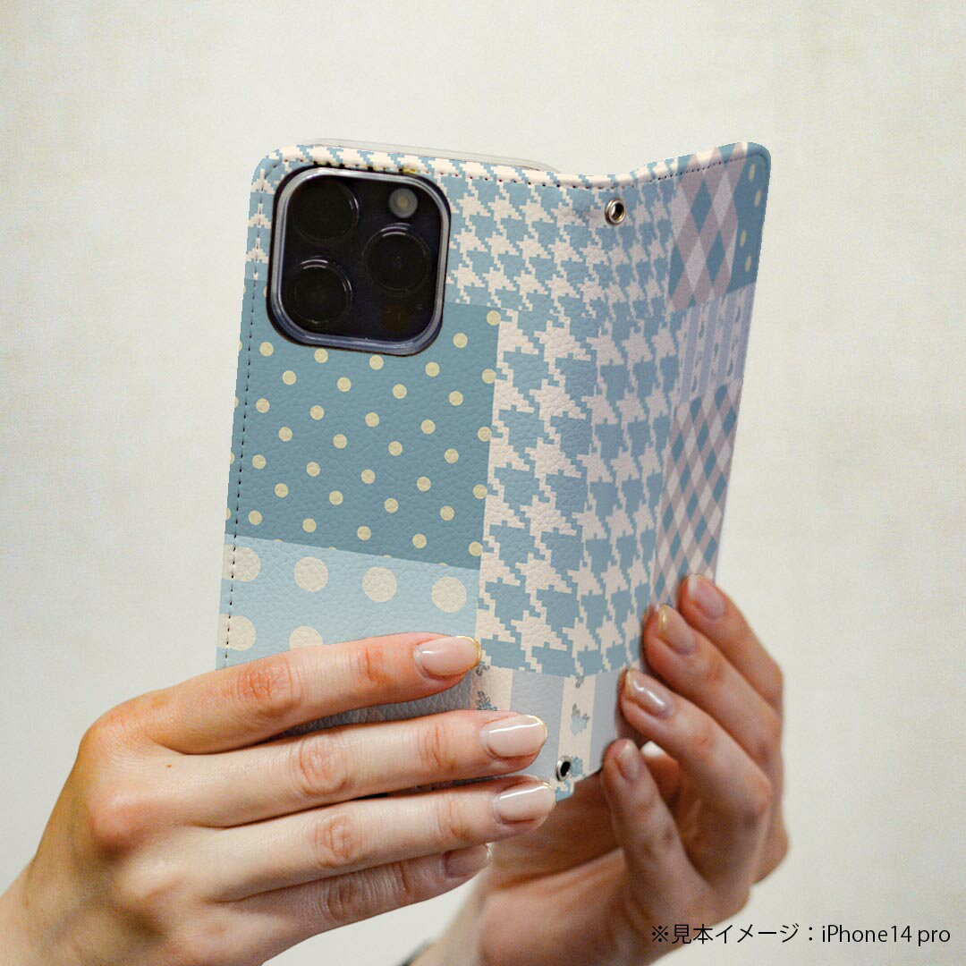 LGV33 Qua phone PX キュア フォン lgv33 専用 ケース カバー 手帳型 マグネット式 ピタッと閉まる レザーケース カード収納 ポケット igcase 008635 模様　チェック　水色　水玉