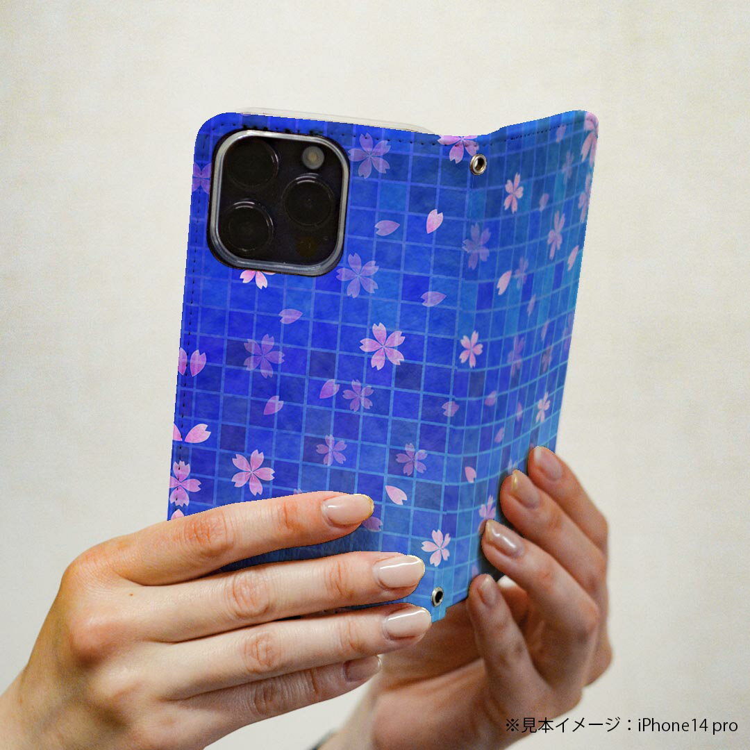 Galaxy A32 SCG08 専用 ケース カバー 手帳型 scg08 マグネット式 ピタッと閉まる レザーケース カード収納 ポケット igcase 008677 青　ブルー　花