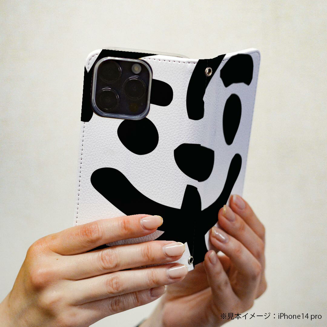 LGV33 Qua phone PX キュア フォン lgv33 専用 ケース カバー 手帳型 マグネット式 ピタッと閉まる レザーケース カード収納 ポケット igcase 008692 日本語・和柄 笑　漢字　白黒