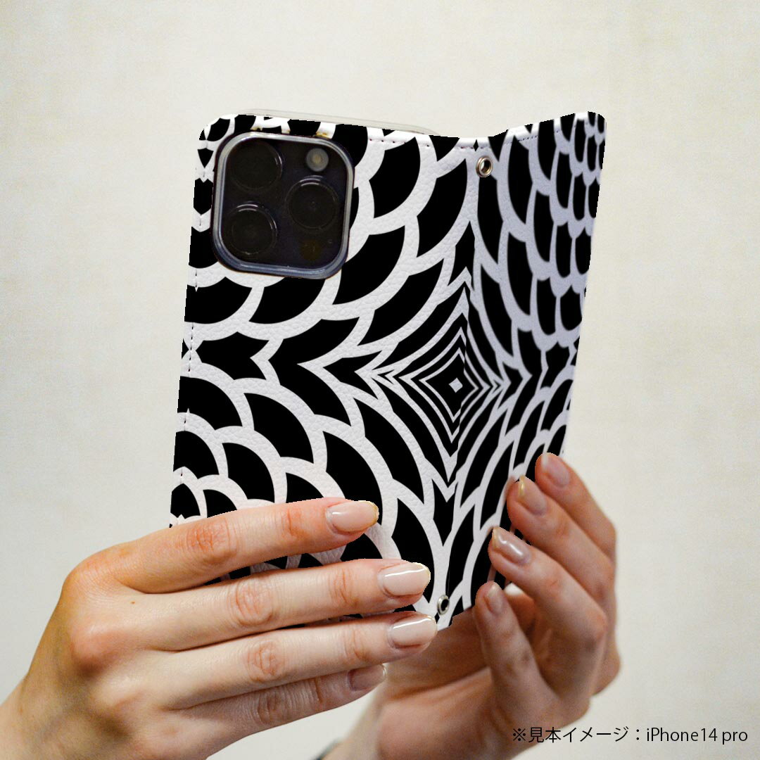 Galaxy A51 5G 専用ケース カバー 手帳 SCG07 au スマコレ igcase 手帳型 レザー 手帳タイプ 革 スマホケース スマホカバー ギャラクシ 008754 白黒　花　　模様