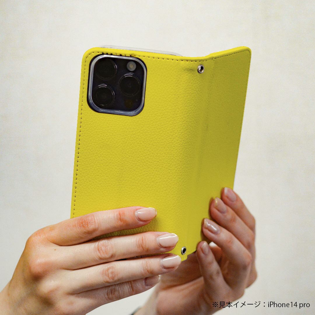 arrows N F-51C 用 ケース カバー 手帳型 マグネット式 ピタッと閉まる レザーケース f51c カード収納 ポケット 008966 シンプル　無地　黄色