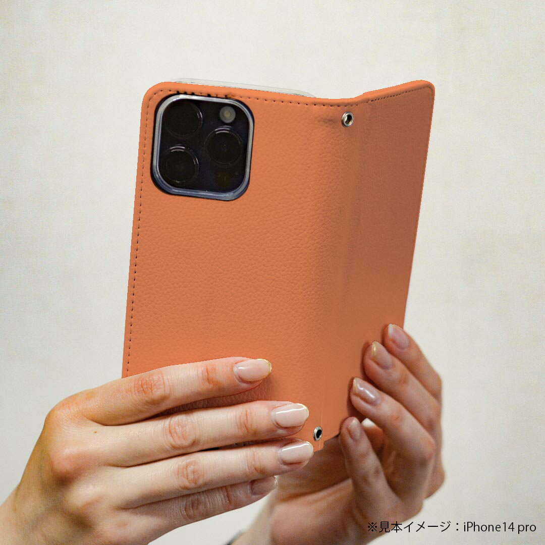 iPhone 16e 用 各キャリア 共通対応 iphone16e 手帳型ケース カバー 手帳型 マグネット式 ピタッと閉まる レザーケース カード収納 ポケット igcase 008972 シンプル　無地　オレンジ