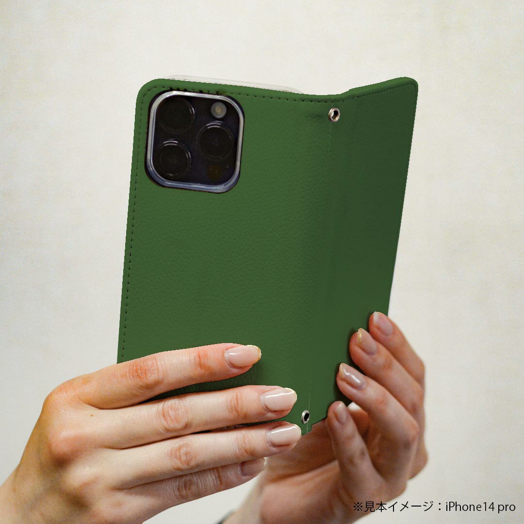 iPhone 16e 用 各キャリア 共通対応 iphone16e 手帳型ケース カバー 手帳型 マグネット式 ピタッと閉まる レザーケース カード収納 ポケット igcase 009013 シンプル　無地　緑
