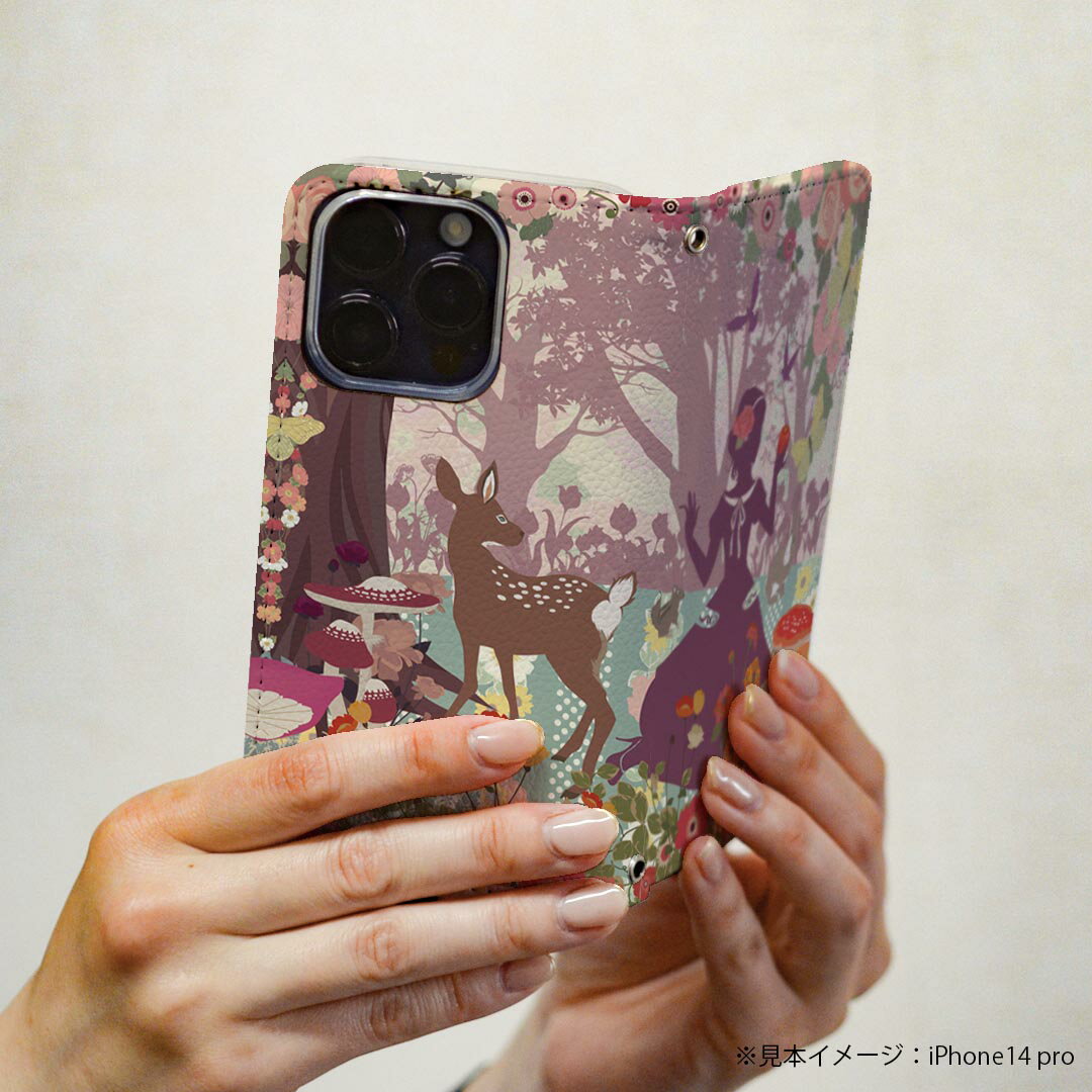 AQUOS wish4 用 ケース カバー 手帳型 SH-52E / A402SH 共通対応 マグネット式 ピタッと閉まる レザーケース sh52e カード収納 ポケット igcase 009104 童話モチーフ　イラスト