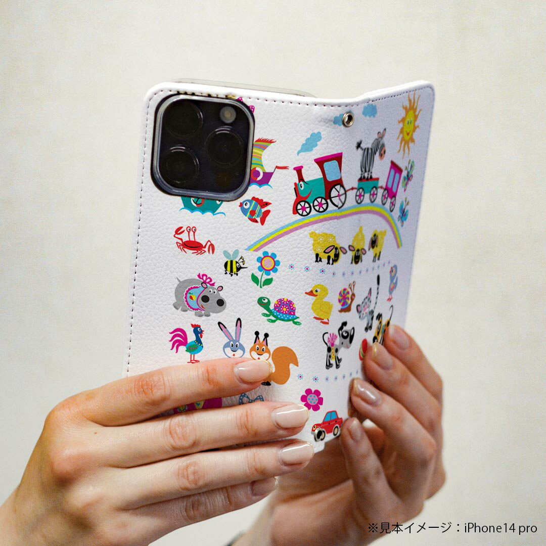 Xperia 5 V 用 SO-53D / SOG12 共通対応 ケース 手帳型 009185 カラフル　動物　キャラクター