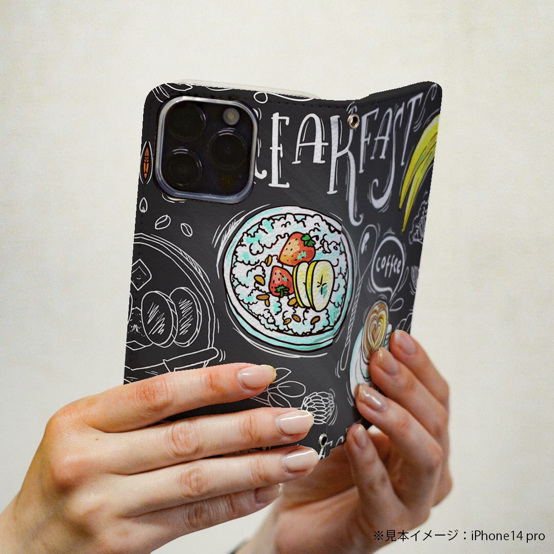 Galaxy S20 Plus 5G 専用 ケース SC-52A マグネット式 ピタッと閉まる sc52a カバー レザーケース カード収納 ポケット igcase 009616 カフェ　おしゃれ　黒板 3