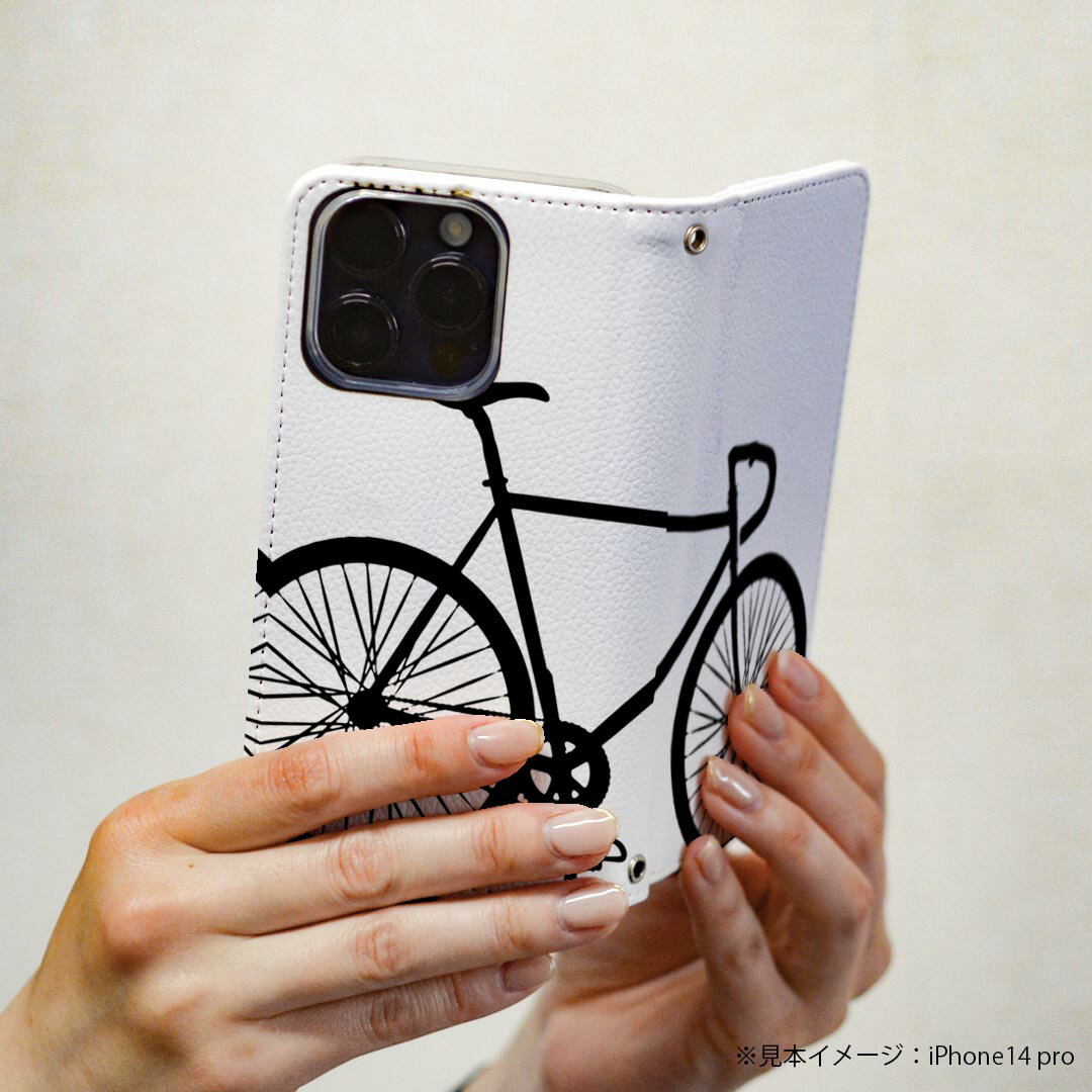 AQUOS sense SH-01K アクオスセンス 専用 ケース カバー 手帳型 マグネット式 ピタッと閉まる レザーケース sh01k カード収納 ポケット igcase 009765 乗り物　自転車　モノクロ