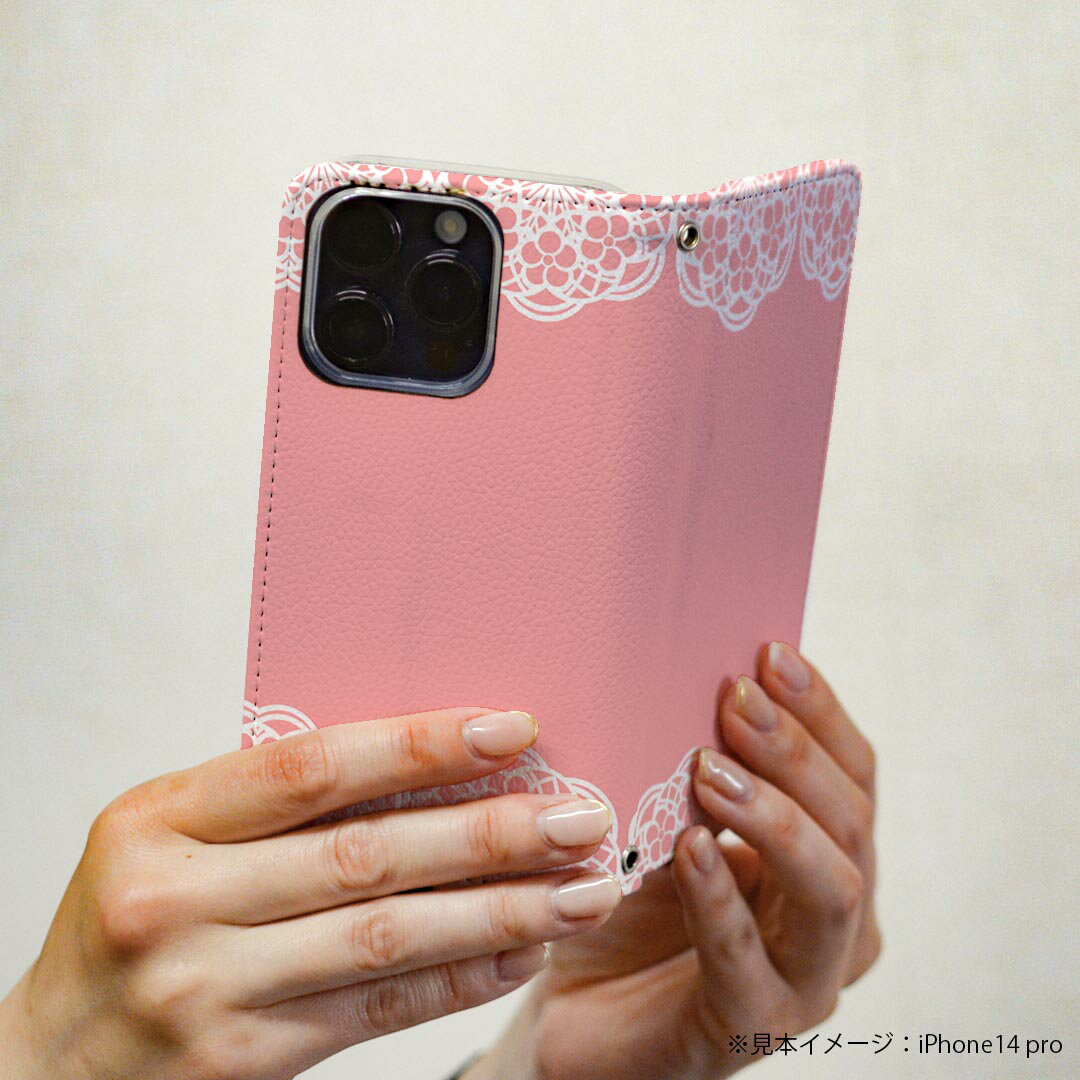 AQUOS PHONE ZETA SH-06E アクオスフォンゼータ 専用 ケース カバー 手帳型 マグネット式 ピタッと閉まる レザーケース sh06e カード収納 ポケット igcase 009820 　レース　ピンク