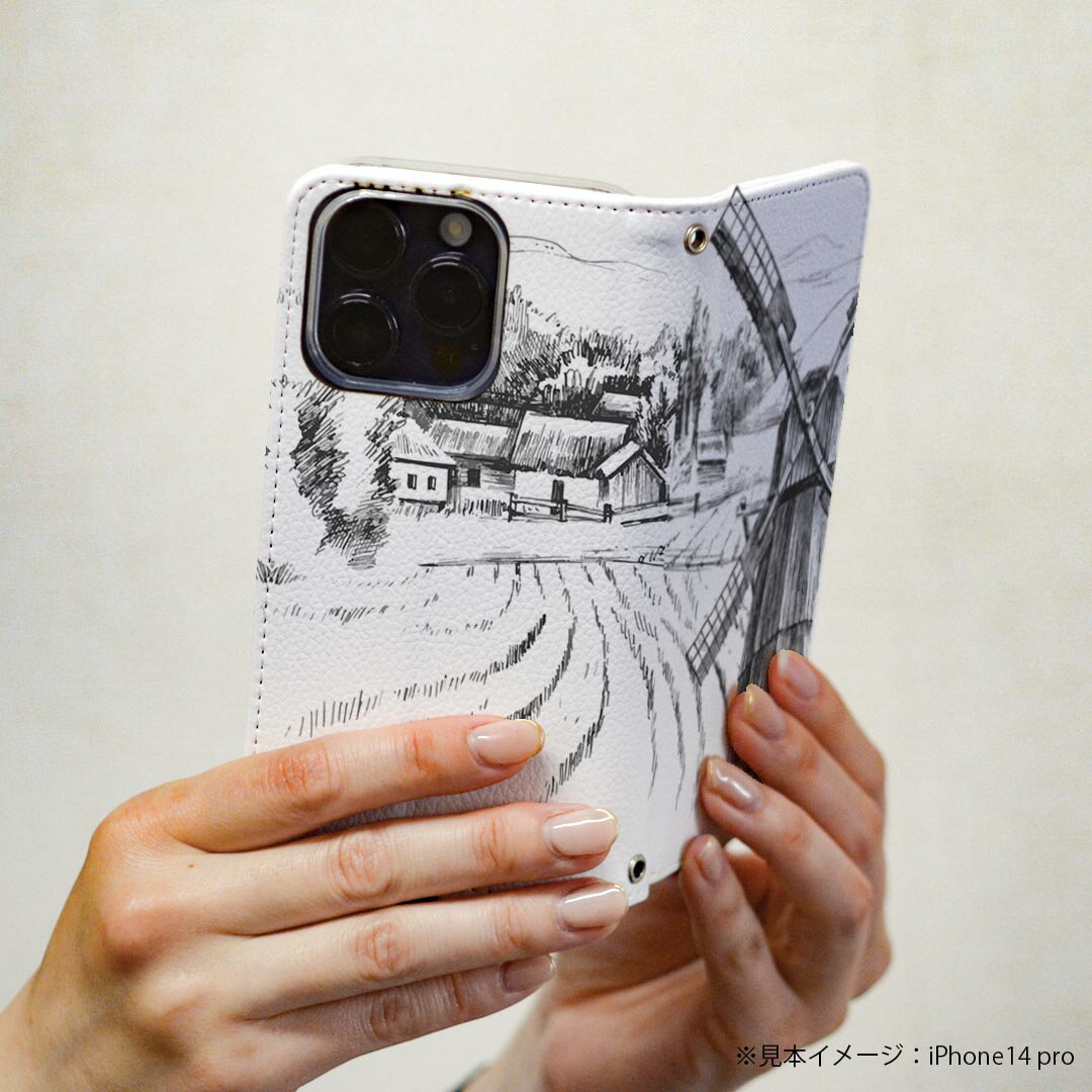 AQUOS sense SH-01K アクオスセンス 専用 ケース カバー 手帳型 マグネット式 ピタッと閉まる レザーケース sh01k カード収納 ポケット igcase 010006 風景　景色　モノクロ