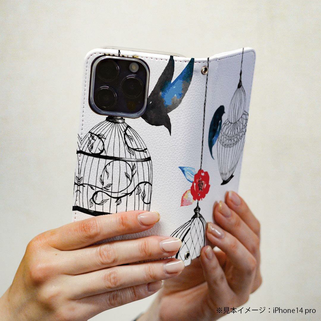 Rakuten BIG s 楽天モバイル 専用 ケース カバー 手帳型 マグネット式 ピタッと閉まる レザーケース カード収納 ポケット igcase 010040 鳥　　カラフル