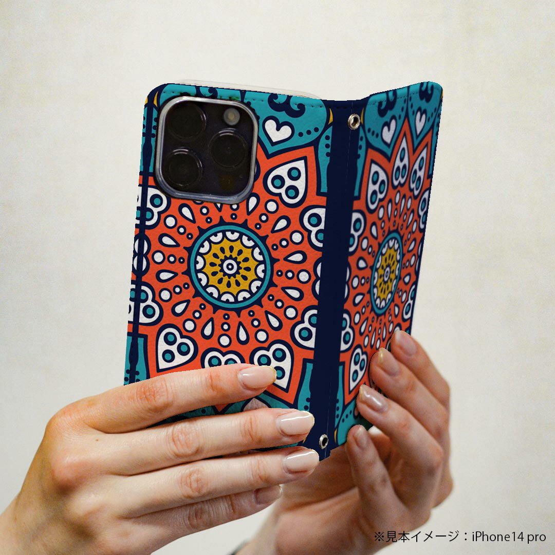 Galaxy S20 Plus 5G 専用 ケース SC-52A マグネット式 ピタッと閉まる sc52a カバー レザーケース カード収納 ポケット igcase 010132 アジアン　模様　ハート