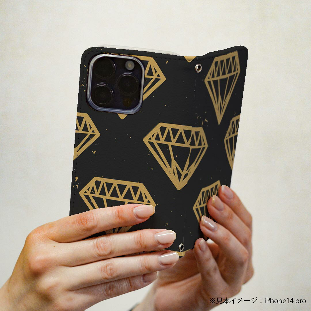 AQUOS sense9 用 手帳型ケース SH-53E / SHG14 / SH-M29 共通対応 カバー 手帳型 マグネット式 ピタッと閉まる レザーケース sh53e カード収納 ポケット igcase 010209 模様　ダイヤ　黒