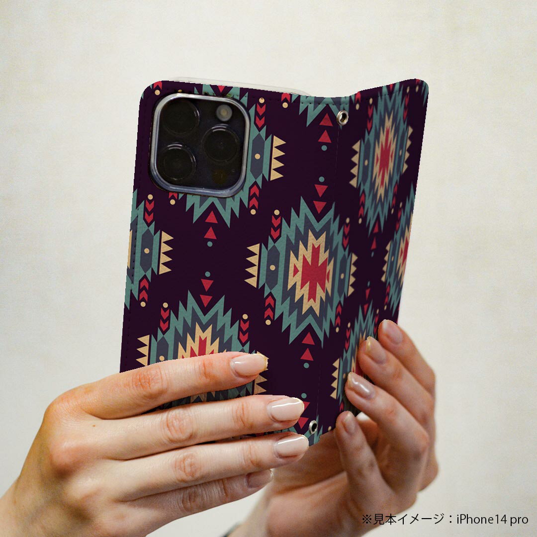 Galaxy A25 用 SC-53F / SCG33 共通対応 ケース カバー 手帳型 マグネット式 ピタッと閉まる レザーケース ギャラクシーa25 5G カード収納 ポケット igcase 010226 アジアン　模様　青