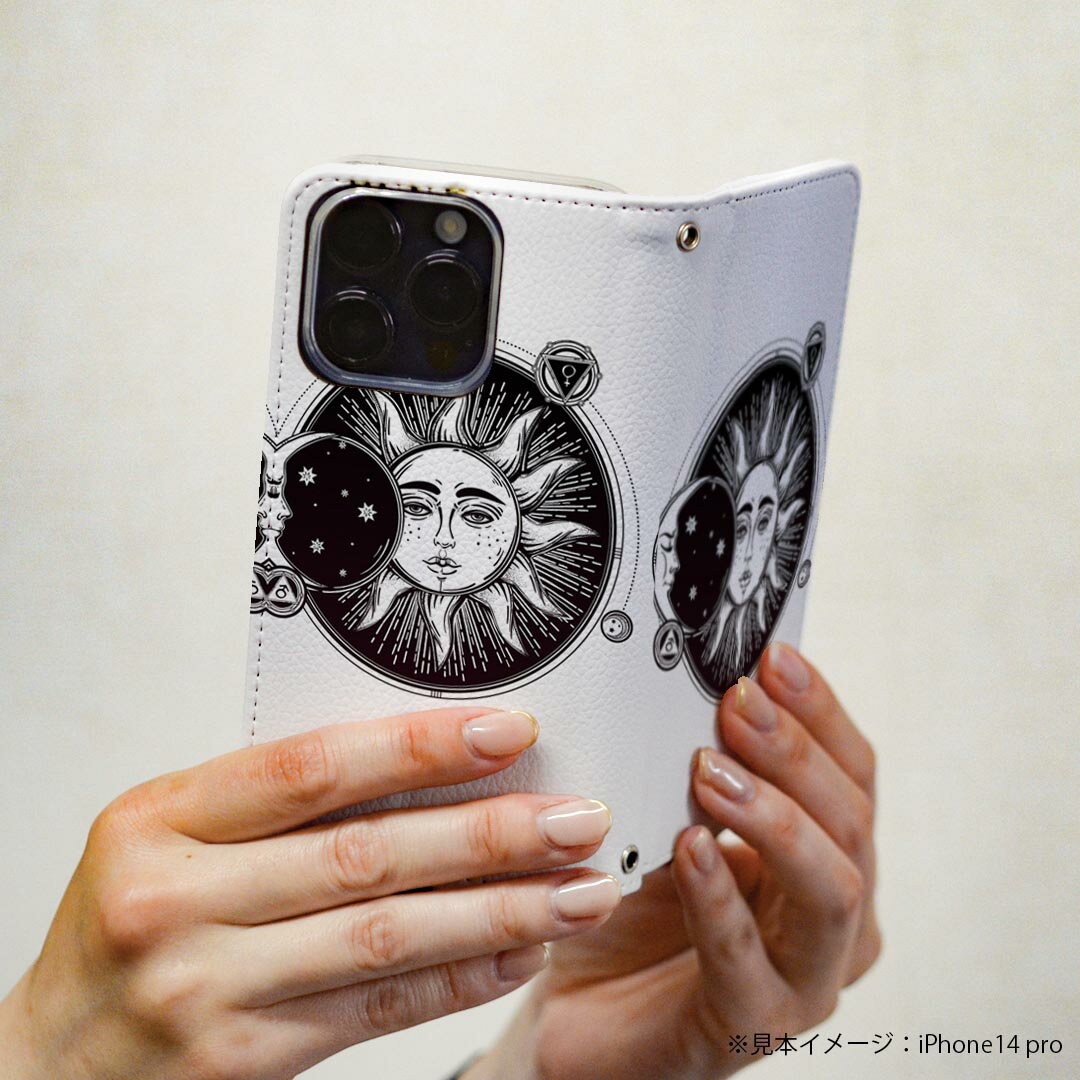 Google Pixel 9a ケース カバー 手帳型 マグネット式 ピタッと閉まる レザーケース pixel9a カード収納 ポケット igcase 010234 太陽　月　キャラクター